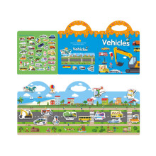 (Vehicles, 287PCS) Sticker Portable Book Toys Kids Cognitive Training Early Learning Education Book