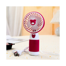 Ventilador de mano con carga USB, diseño circular y tres velocidades (rojo)