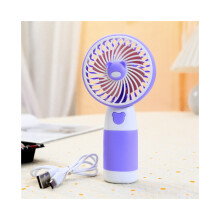Ventilador de mano con carga USB, diseño circular y tres velocidades (morado)