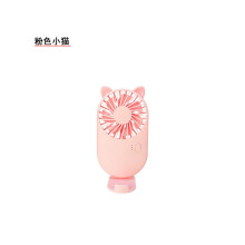 Mini ventilador USB de mano (gato rosa) con soporte, 3 velocidades ajustables, para viajes al aire libre