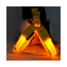 (Amarillo, S) Arnés de control ajustable para perros con luz LED, collar para caminar, correa para el pecho, chaleco