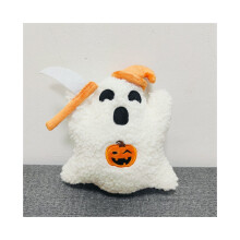 (Amarillo) Manta para perro, calabaza de Halloween, murciélago, fantasma, juguete de peluche, muñeca, decoración
