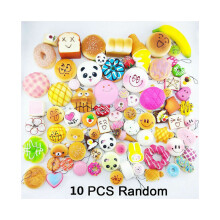 10 kpl:n erä Mini Random Squishy pehmeä panda/leipä/kakku/pullat Puhelinhihnat Charm Hot