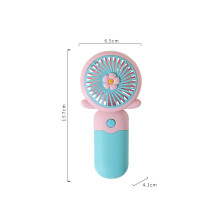 (Azul) Mini ventilador USB recargable con cuerda para colgar, portátil, apto para viajes, diseño de flores