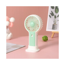 (Verde) Mini ventilador portátil de dibujos animados con soporte para teléfono con carga USB, estilo lindo, bajo
