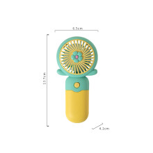Mini ventilador USB recargable (amarillo), cuerda colgante, portátil, apto para viajes, diseño floral