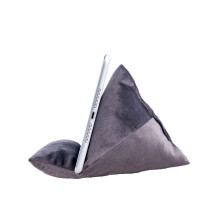 (Gris) Soporte para tableta, soporte para teléfono, libro Kindle, lectura electrónica, almohada de terciopelo