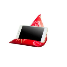 (Rojo) Soporte de almohada para tableta, teléfono, Kindle, libro, lectura electrónica, almohada de terciopelo