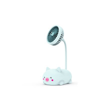(Blue Pig) Kannettava lataus USB-minituuletin Luova sarjakuvamuotoilu Kätevä taitettava