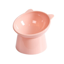 Comedero elevado para gatos con soporte para el cuello, inclinado y patas altas, color rosa