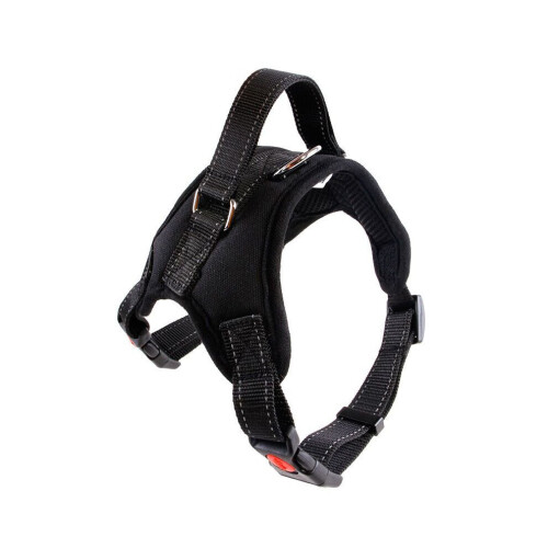 (Negro) Arnés ajustable antitirones para perros y mascotas, chaleco con correa para pasear