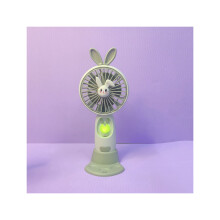 (Vihreä) Usb Korkealaatuinen muovinen sarjakuva Rabbit Handheld Fan Laserkaiverruskuori