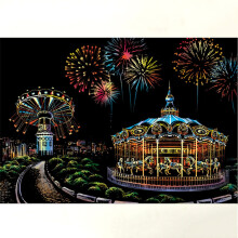 (Amusement Park) Magic Scratch Art Nightscape Painting Paper Board Educational Playing Toys