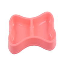 (Rojo rosa) Cuenco para agua y comida para mascotas en forma de hueso dos en uno en colores azul, verde y rosa