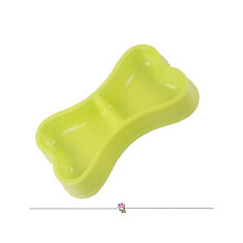 Cuenco para agua y comida para mascotas (verde) con forma de hueso, dos en uno, en azul, verde y rosa.