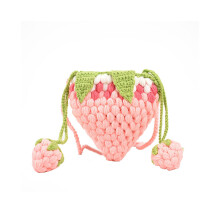 (Pink) And Fun Colorful Strawberry Crochet Bag Diy Kit Made From Soft Plush Yarn Perfect For Kids With