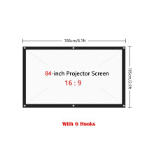 (84 Zoll + 6 Haken) Faltbare Projektorleinwand 16:9 Outdoor-Heimkino