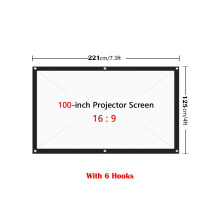 (100 Zoll + 6 Haken) Faltbare Projektorleinwand 16:9 Outdoor-Heimkino