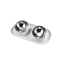 Cuenco protector para el cuello de mascotas, de acero inoxidable, antideslizante, para gatos y perros (blanco,