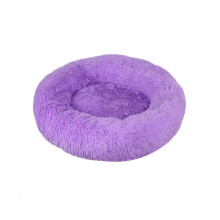 (violetti, halkaisija 50 cm/19,7 tuumaa) Lemmikkien sänky koiran kissalle Pestävä pörröinen tyyny munkki