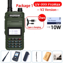 (V2 Army Green 1-USB-Stecker) UV-999 Pro Max 10 W 999 CH Walkie Talkie UV999 Dual Band tragbare CB-Schinkenradios