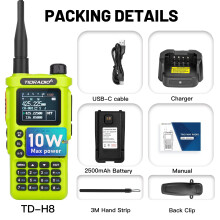 (TD-H8-Grün) TIDRADIO 10 W Walkie Talkie mit großer Reichweite, tragbare Funkverbindung, Handy, Outdoor-Programmierung,