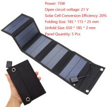 (15W)21W Faltbares Solarpanel-Ladegerät, wasserdichtes tragbares Solarladegerät, USB-Anschlüsse für