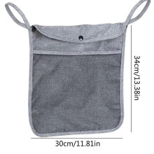 (Grijs) Dubbellaagse wandelwagen hangende tas Mesh tas Babyparaplu tas Universele kinderwagen opbergtas