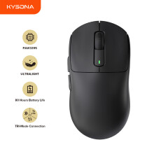 Kysona M600 Schwarz PAW3395 Drahtlose Gaming Esports Maus 55g 26000DPI 6 Tasten Optische PAM3395 Computer