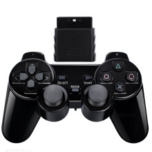 (Schwarz)Wireless Vibrating Gamepad für Sony PS2 Gaming Controller für Playstation 2 Joystick für PC