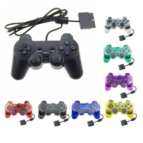(Gelb) Für PS2 Wired Game Controller Gamepad Doppel Vibration Klar Controller Gamepad Joypad für Sony 1