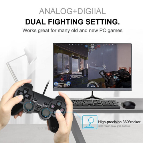 (2 Stück) Wired USB PC Game Controller Gamepad für WinXP/Win7/8/10 Joypad für PC Windows Computer Laptop 2