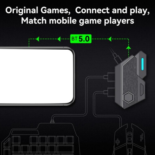 (Schwarz)Gamepad Mobile Für PUBG Controller Gaming Tastatur Maus Konverter Bluetooth Für IOS Android 2