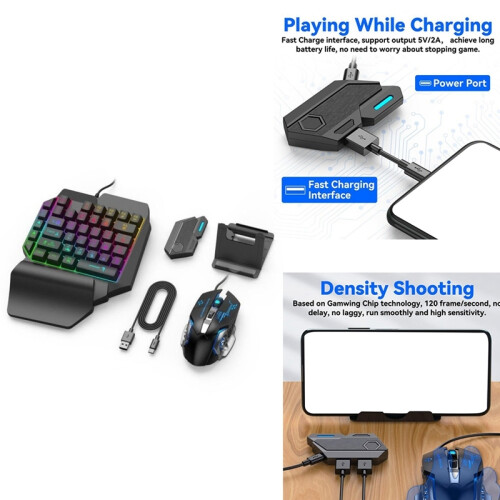 (Schwarz)Gamepad Mobile Für PUBG Controller Gaming Tastatur Maus Konverter Bluetooth Für IOS Android 1