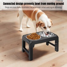 Elevated Dog Bowls for Large Dogs Adjustable Raised Feeder Stand with 2 Stainless Steel Bowls 4 Height Settings Ideal for Small, Medium & Large Breeds