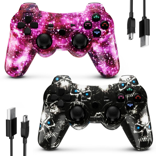 (Roter Blitz)Wireless Game Controller für PS3 Gamepad für Double Shock 3 Bluetooth-4.0 Joystick für 1