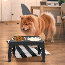 4 Height-Adjustable Raised Dog Bowls 2x 1200ml Stainless Steel Food & Water Bowls Non-Slip Elevated Feeder for Medium & Large Dogs Dog Feeding Station