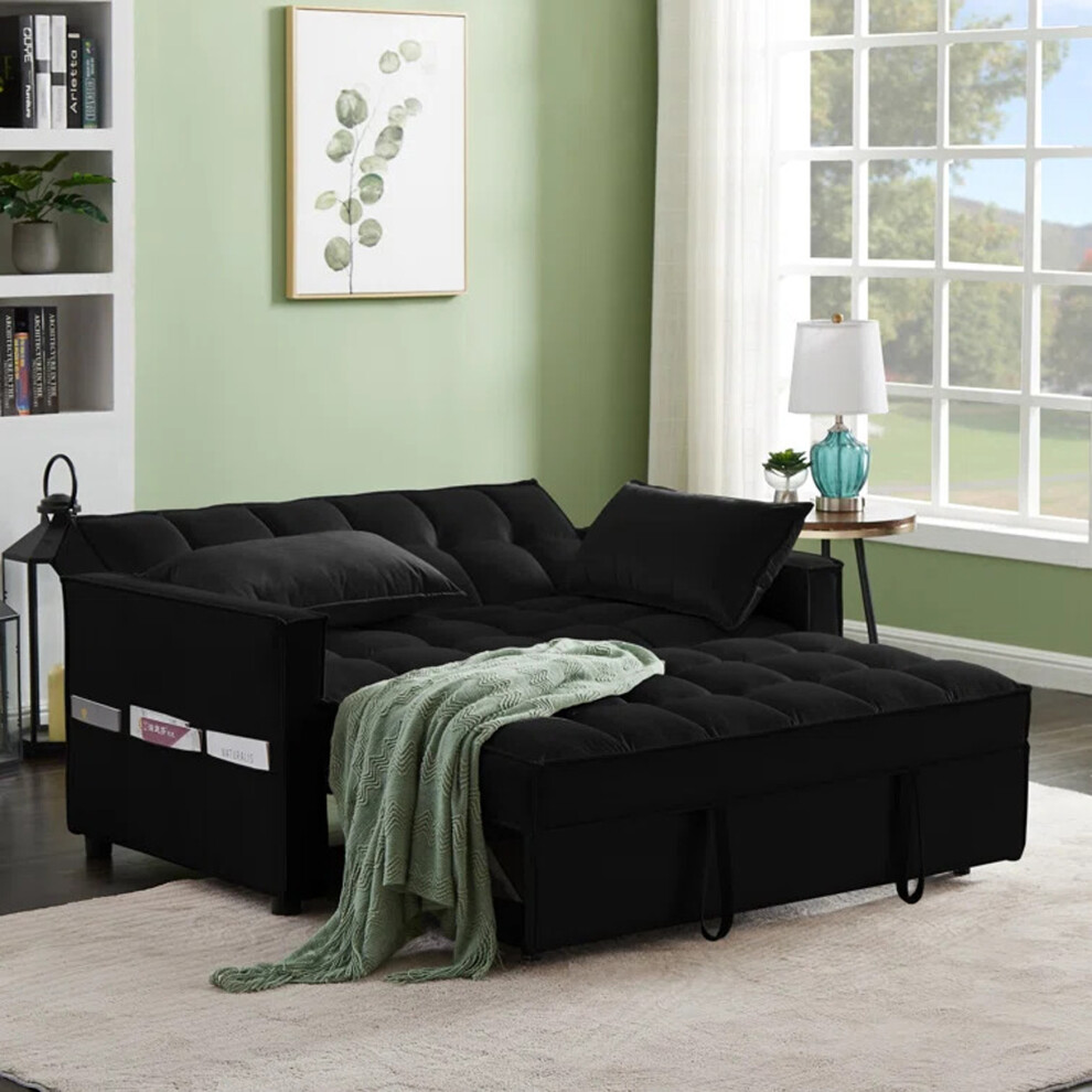 (Black) Madrid 2 seater sofa-bed