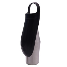 (Negro) Botella de agua portátil de acero inoxidable para mascotas, dispensador a prueba de fugas, para perros