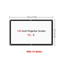 (150 Zoll + 12 Haken) Faltbare Projektorleinwand 16:9 HD Cinema Theater 3D