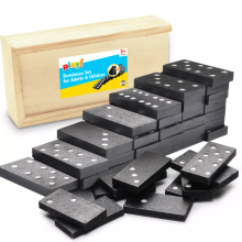 28 Dominoes Game Set Wooden Box Dominos Kids Childrens Travel Board Pub Plastic