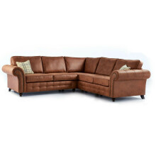 (Brown) Oakland Suede Leather 2c2 Corner Sofa