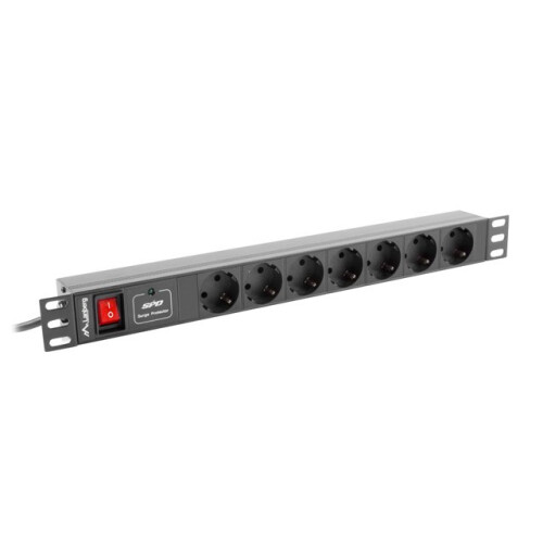 Lanberg strømskinne til RACK 1U 10A PDU 7x Schuko 2m Sort