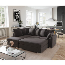 (Left Hand Facing Corner Sofa) Chiswick Corner Sofa with Footstool Black