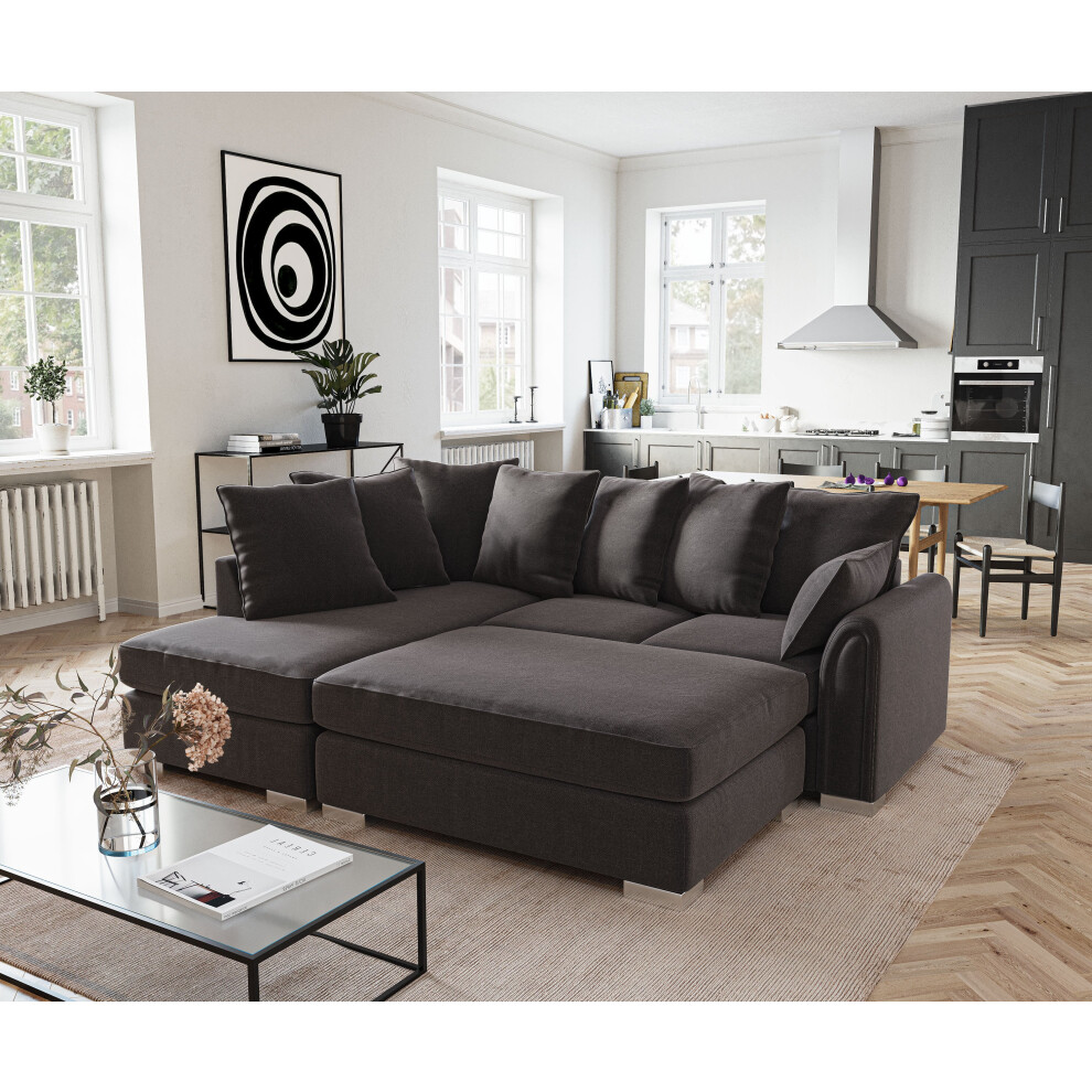 Furniture 786 (Left Hand Facing Corner Sofa) Chiswick Corner Sofa With Footstool Black