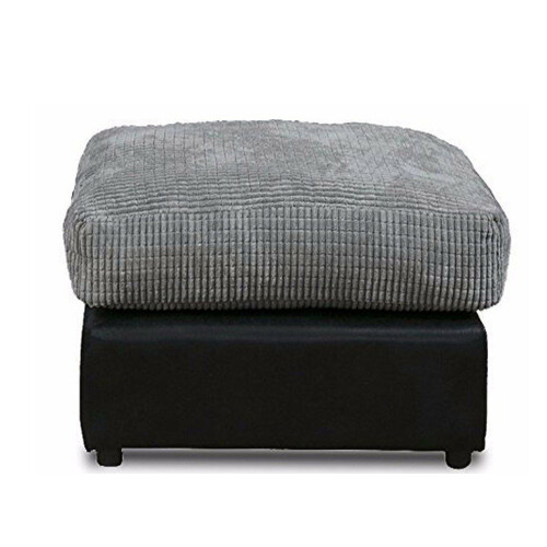 Snugg Furniture (Black & Grey) Milo Jumbo Cord Fabric Footstool
