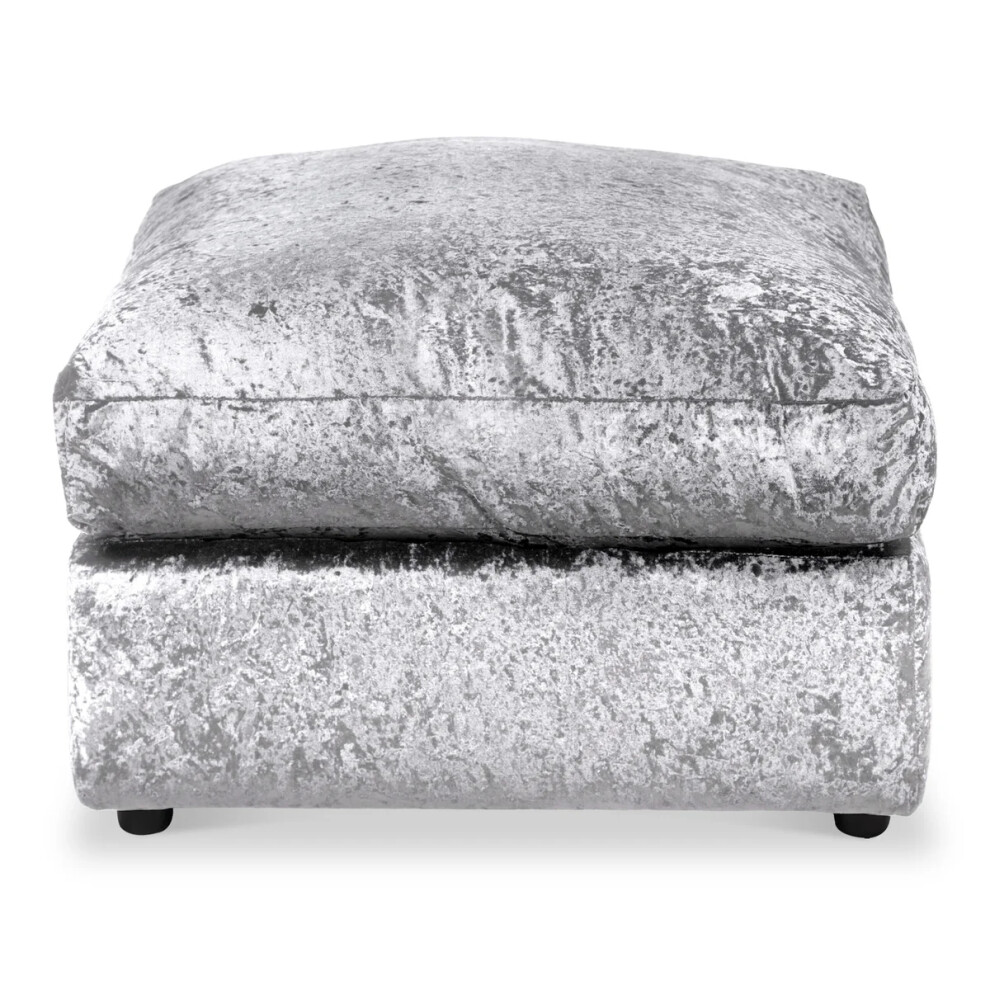 Snugg Furniture (Silver) Aurora Crushed Velvet Footstool Silver