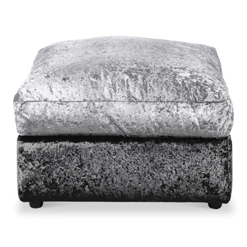 Snugg Furniture (Black & Silver) Aurora Crushed Velvet Footstool