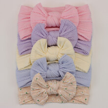(B7)5Pcs Baby Bögen Stirnbänder Lot Elastische Stricken Neugeborenen Baby Mädchen Stirnband Set Kinder