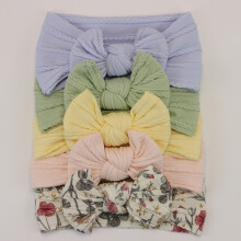 (B9)5Pcs Baby Bögen Stirnbänder Lot Elastische Stricken Neugeborenen Baby Mädchen Stirnband Set Kinder